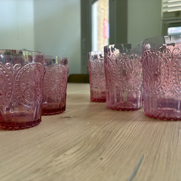 Anthropologie Large Pink Bohemian Glass Tumblers (Set of 6) - Picture 5 of 11